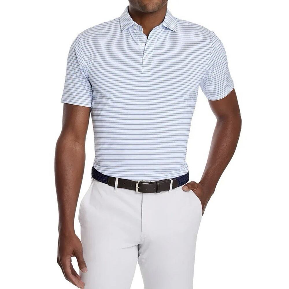 Faherty Movement Short Sleeve Cariff Blue Heather Polo Shirt XXL 2XL NEW - Picture 1 of 7